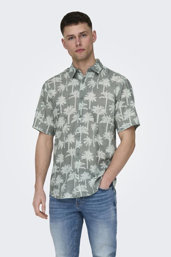 Springfield Palm tree shirt with short sleeves green
