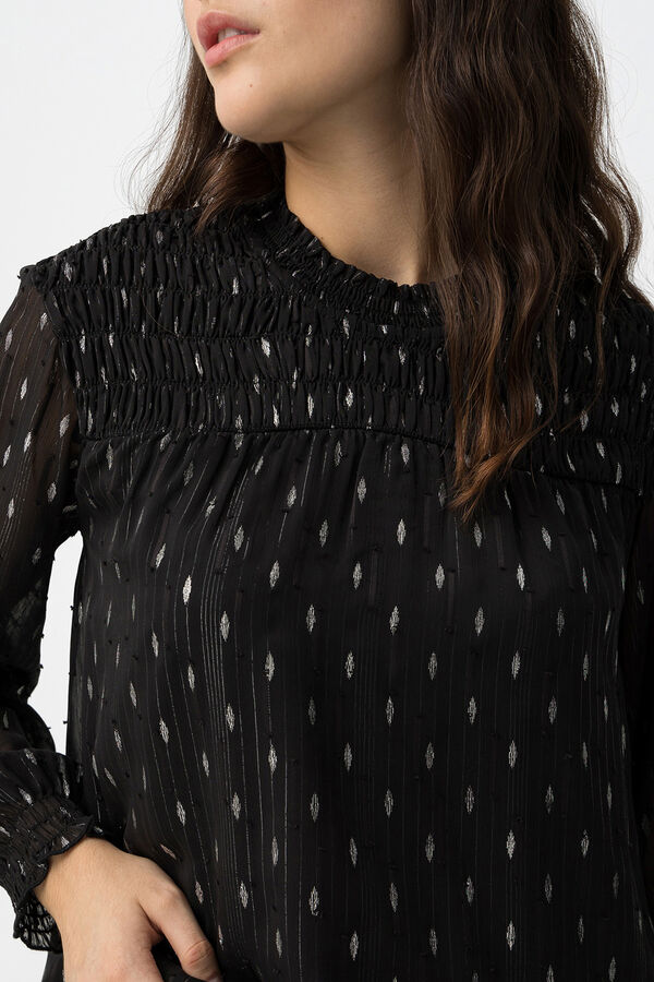 Tiffosi Blusa Semitransparente Drapead negro