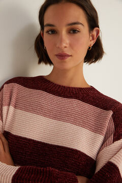 Springfield Chenille jumper with colour block stripes pink
