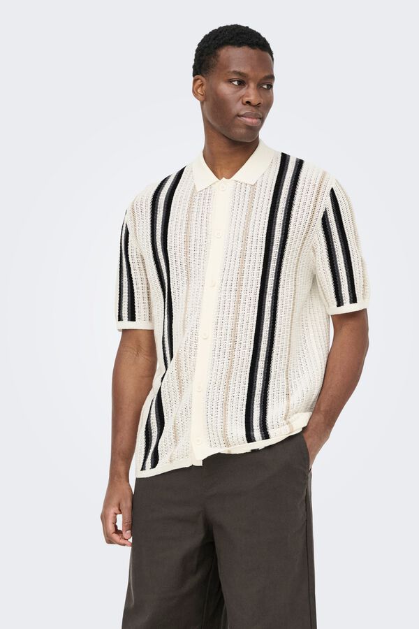 Only & Sons Jersey-knit short sleeve shirt white
