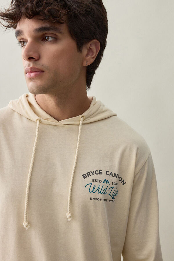 Inside T-shirt com capuz estampado cru