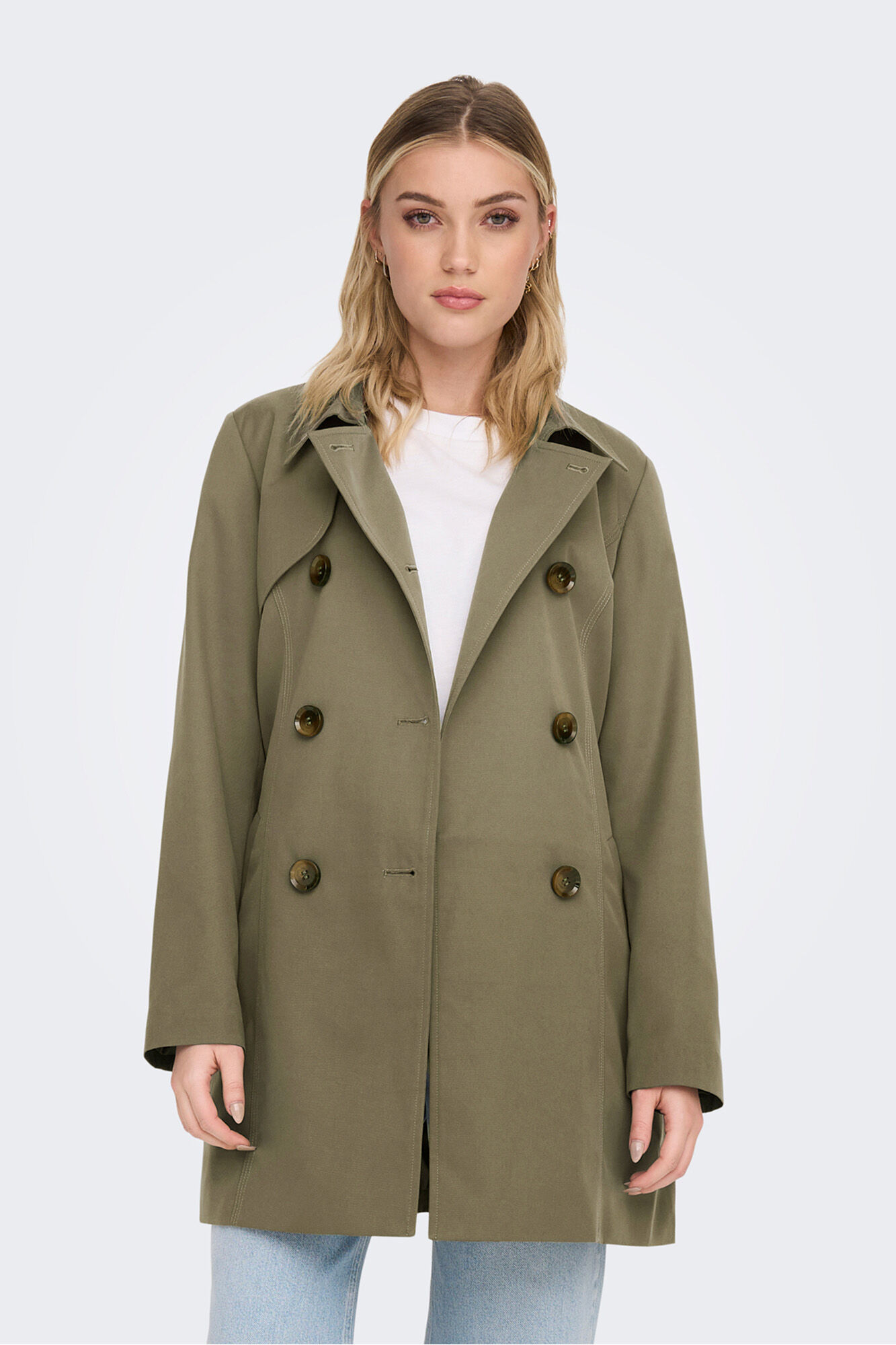 Only Gabardina midi con cintur&oacute;n