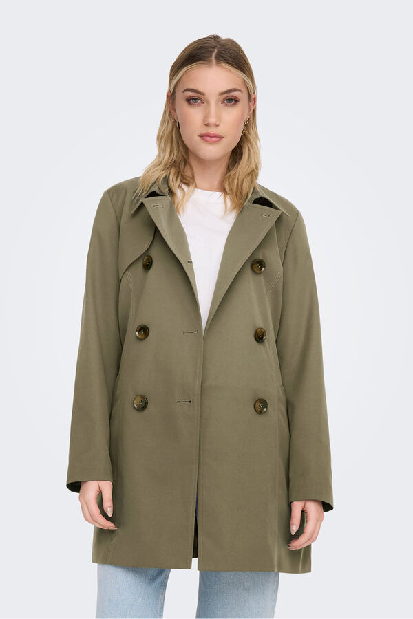 Only Belted midi trench coat grey