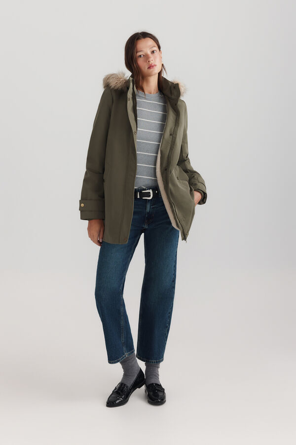 Springfield Faux fur hood parka printed