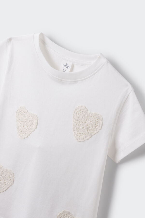 Springfield Majica sa heklanim srcima za devojčice bež
