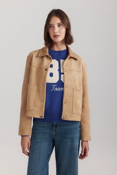 Springfield Faux suede jacket with pockets