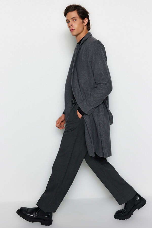 Trendyol Sobretudo longo com detalhe de cinto cinzento