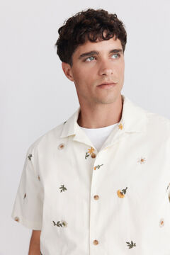 Springfield Embroidered floral short sleeve bowling shirt