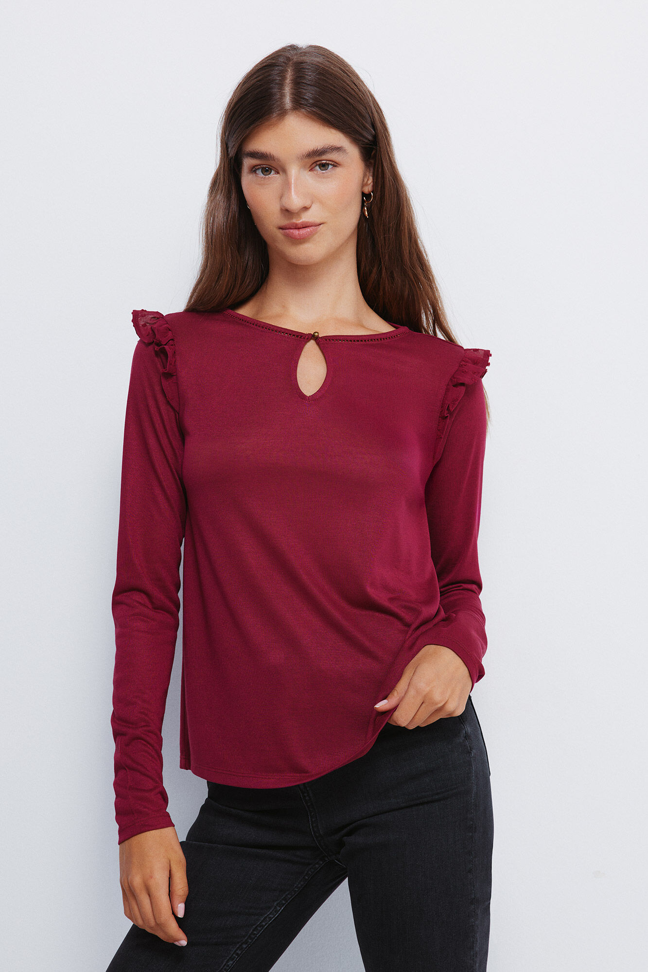Springfield Plumetis ruffle shoulder T-shirt