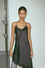 JDY Vestido corto lencero negro