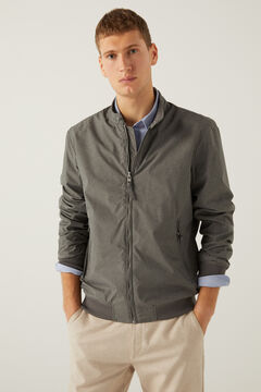 Springfield Veste technique textur&eacute;e col bride gris