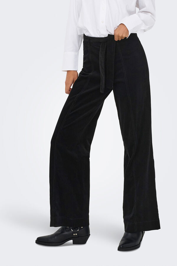 Only Wide leg corduroy trousers Crna