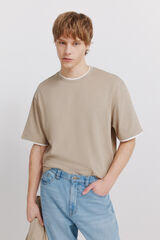 Springfield Double neck T-shirt nude