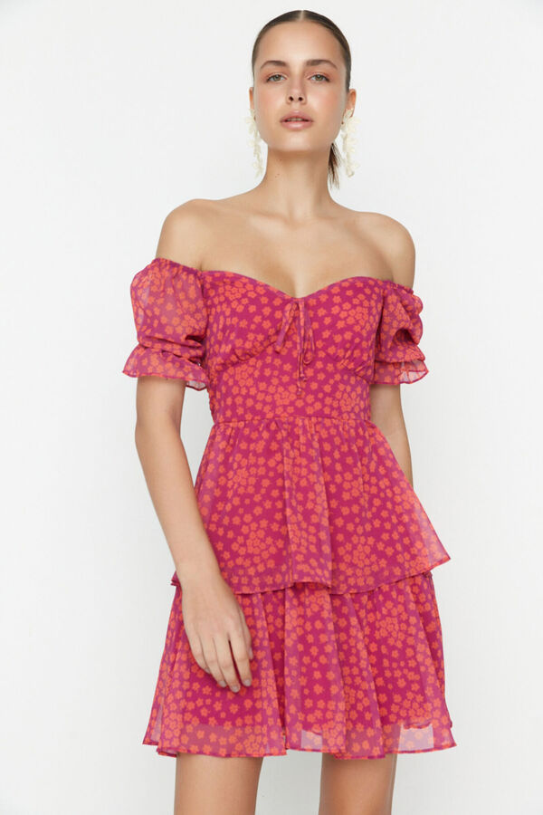 Trendyol Vestido mini con escote rosa