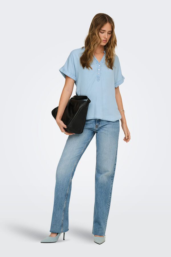 Only Tencel short sleeve shirt blue