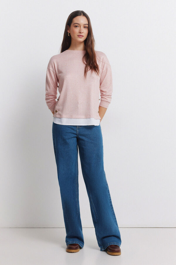 Springfield Kombinovana majica sa bočnim dugmićima Roze