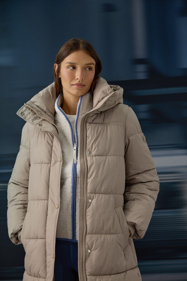Springfield Veste longue matelass&eacute;e thermique &agrave; capuche nude