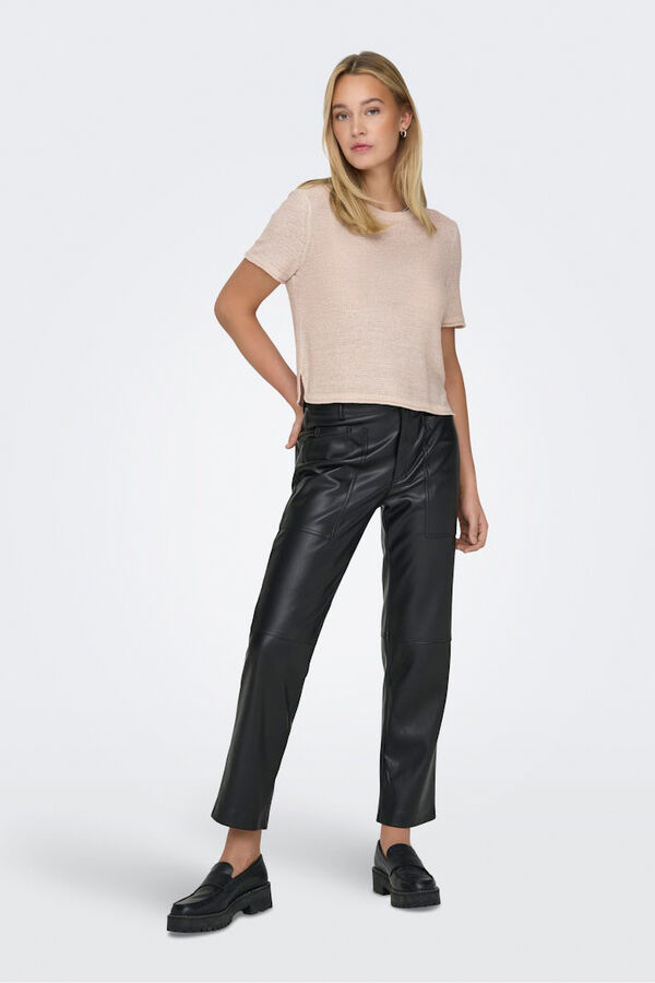 Only Camiseta de punto manga corta gris