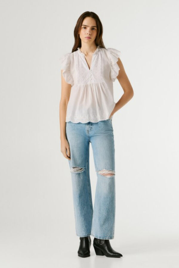 Pepe Jeans Butterfly sleeve shirt beige