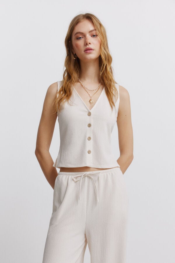 Springfield Buttoned vest top beige