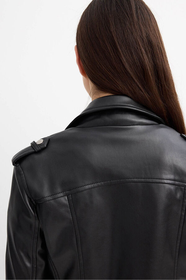 Inside Faux leather biker jacket black