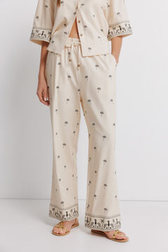 Springfield Pantalon en lin imprim&eacute;