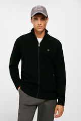 Springfield Cardigan fermeture zipp&eacute;e structure fantaisie bleu