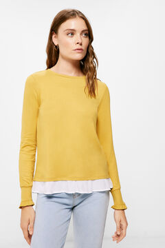 Springfield Two-material T-shirt with ruffle cuffs color