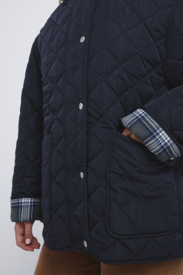 Springfield Puffer jacket with corduroy neck blue