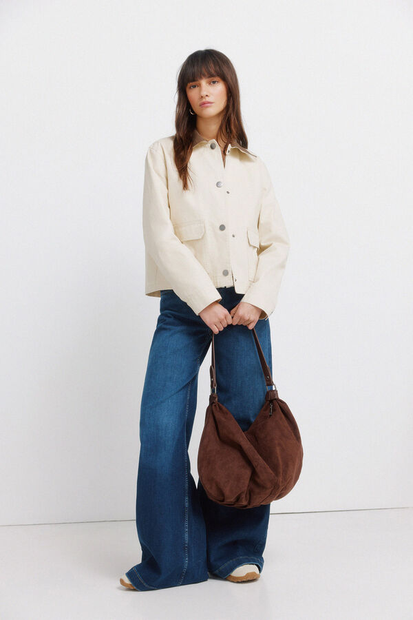 Springfield Beige cotton short jacket brown