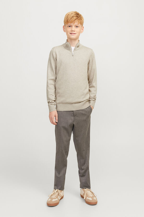 Jack & Jones Junior Sweater with zip fastening neck grey