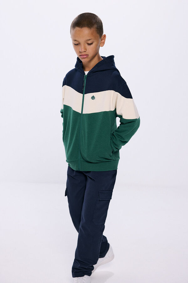 Springfield Sweatshirt aberta color block menino   verde