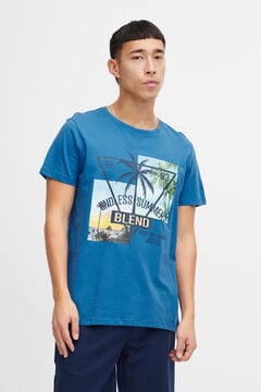 Springfield T-shirt Manga Curta Print Logo azul
