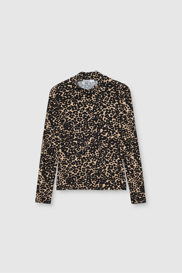 Inside High Neck T-shirt fekete