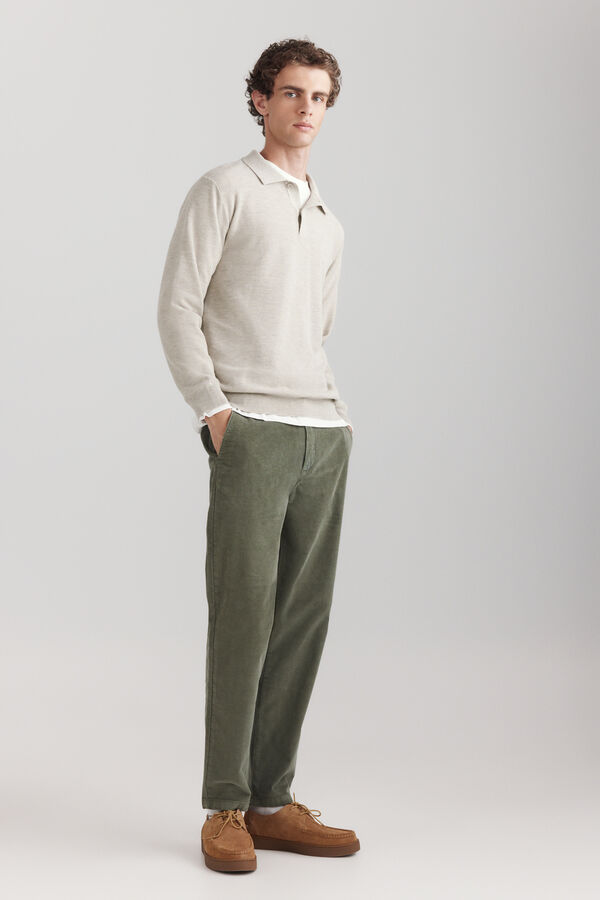 Springfield Pantalon en velours c&ocirc;tel&eacute; lav&eacute; beige