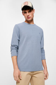 Springfield Long-sleeved double melange T-shirt blue