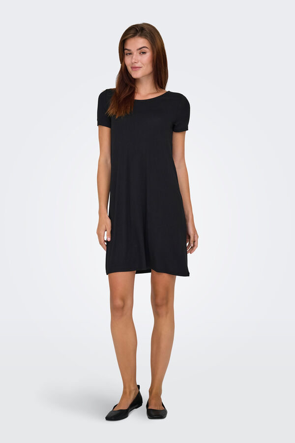 Only Vestido corto manga corta negro
