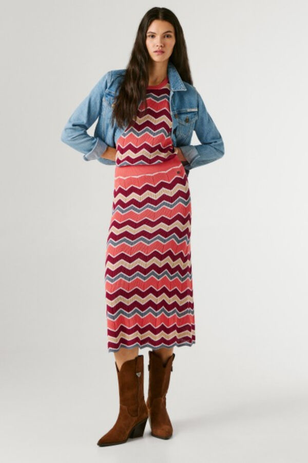 Pepe Jeans Jersey-knit long skirt red
