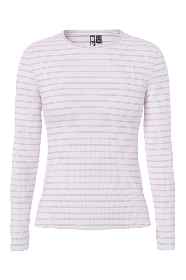 Pieces Ribbed long-sleeve T-shirt rose