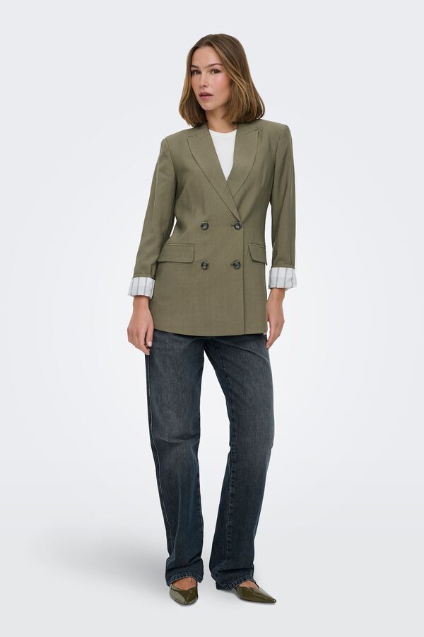 Only Blazer doble botonadura kaki