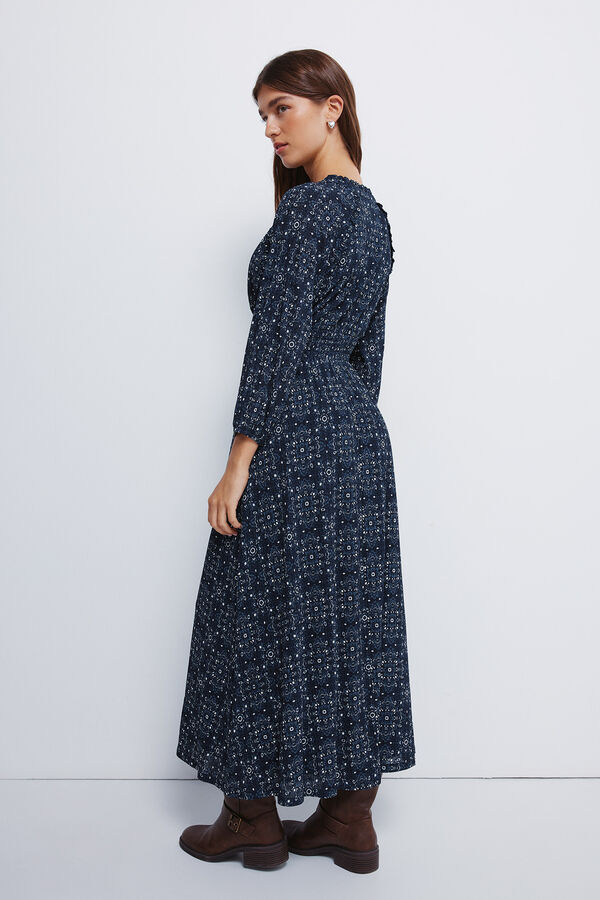 Springfield Midi dress with elastic waist blue