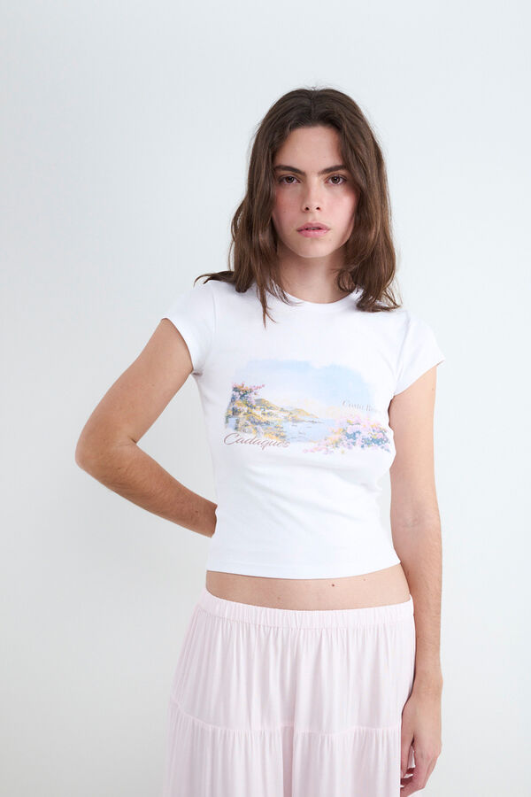 Balmohk Camiseta slim estampada blanco