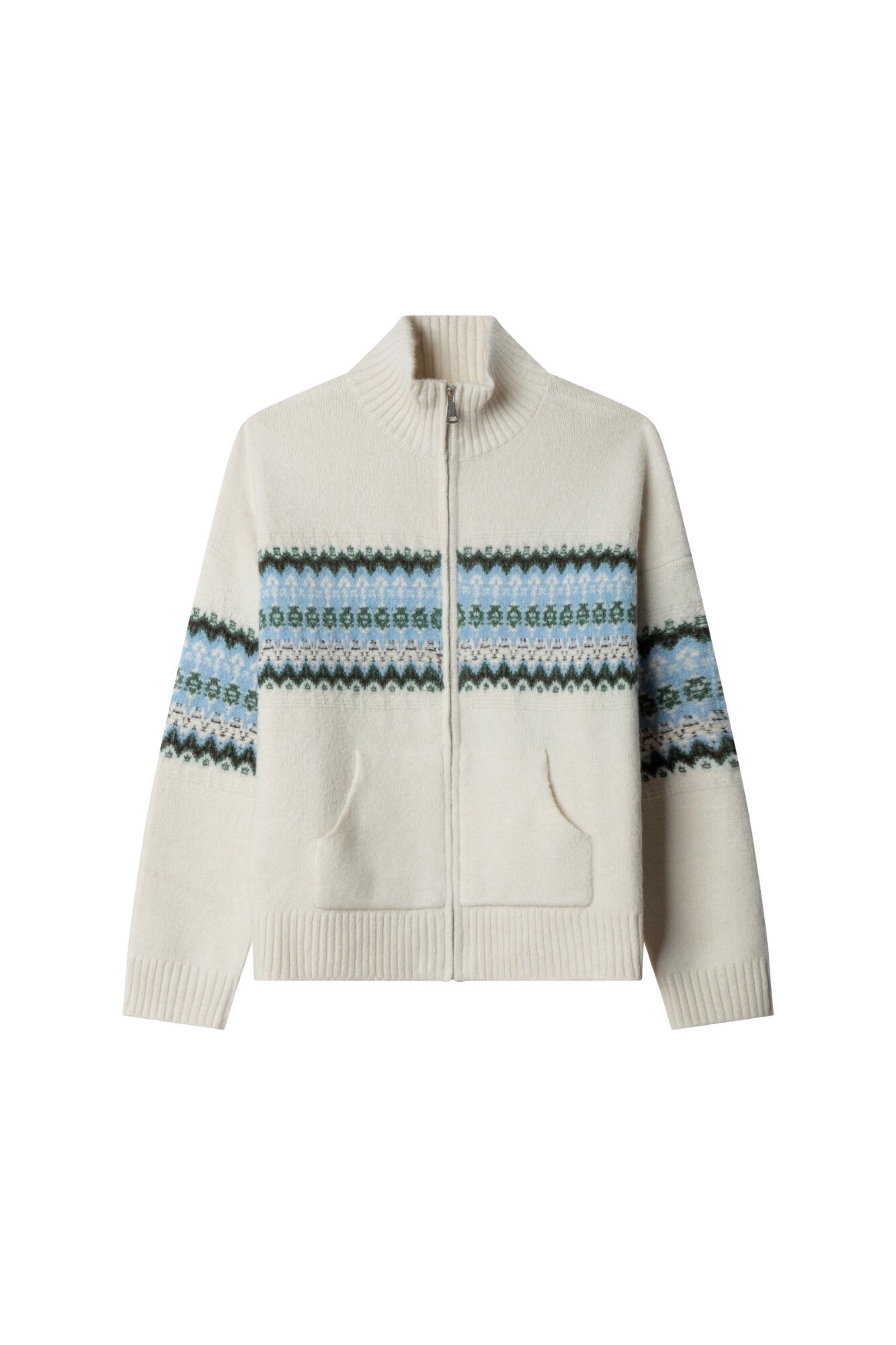 Springfield Casaco de malha com fecho-&eacute;clair jacquard