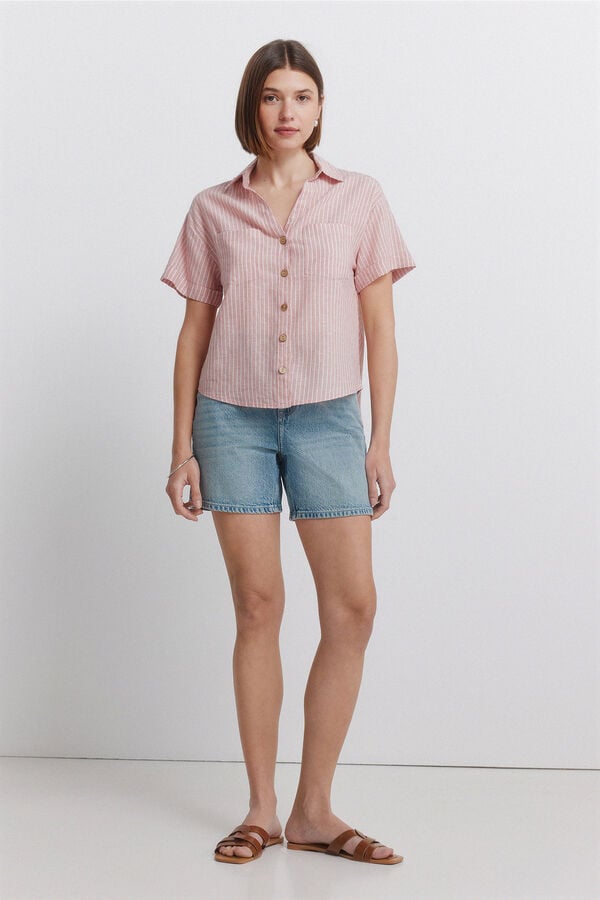 Springfield Linen short sleeve shirt pink
