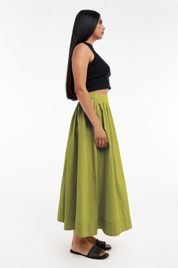 Topshop Saia comprida com detalhe franzido verde