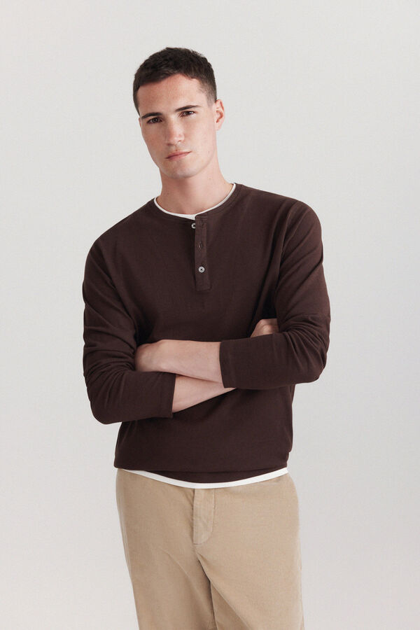 Springfield Double long sleeve Henley T-shirt nude