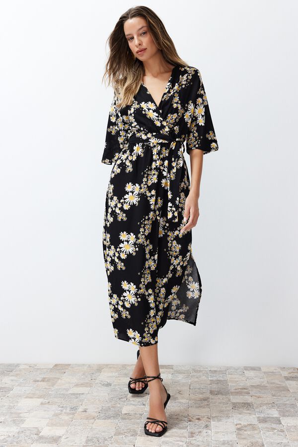 Trendyol Vestido midi estampado negro