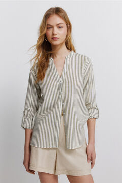 Springfield Chemise col mao effet lin