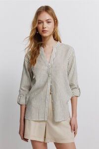 Springfield Camisa cuello mao efecto lino