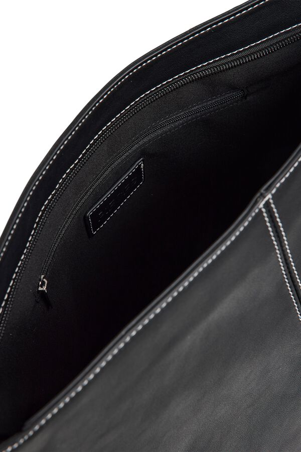 Pieces Mala tote bag efeito pele preto